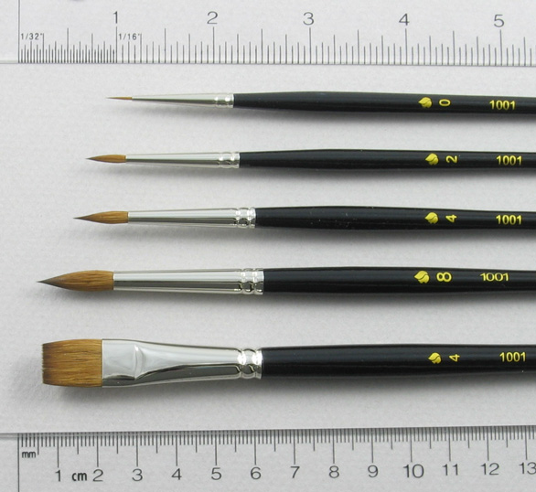 Introductory Set of 5 Kolinsky Sable Art Brushes: Head Shot