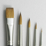 Introductory Set of 5 Pure Red Sable Art Brushes